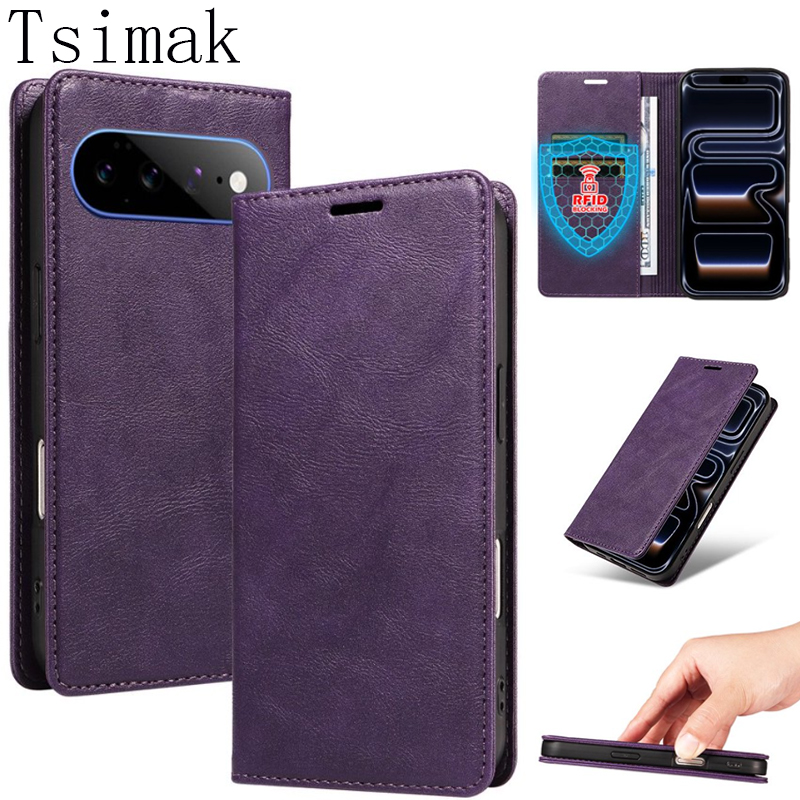 Google Pixel 9 Pro - Magnetic Flip Leather Case For Google