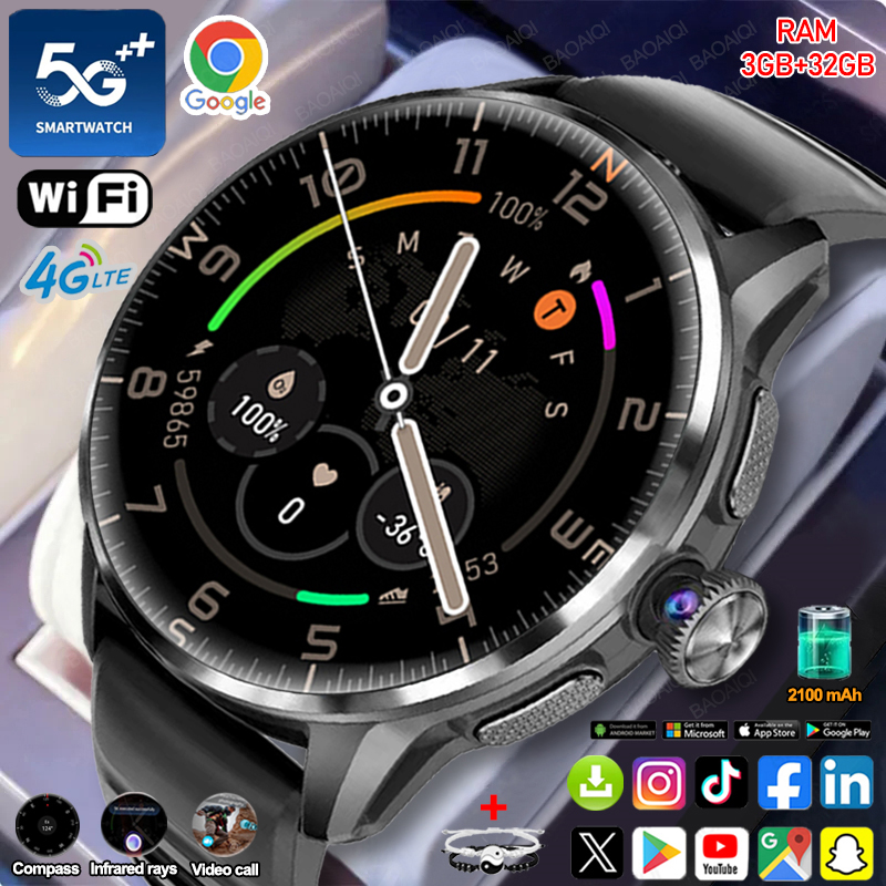 Fall Detection Watch - 5G/4G Full Network Smart Watch 1.60