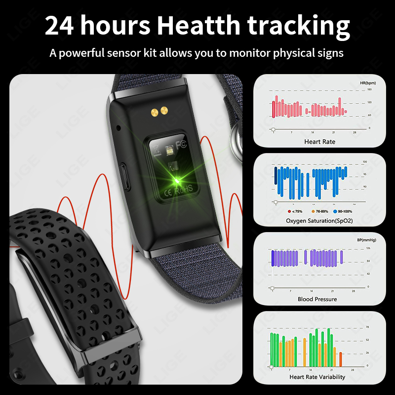 LIGE Smart Watch Heart Rate Bl - Fall Detection Watch recension och pris